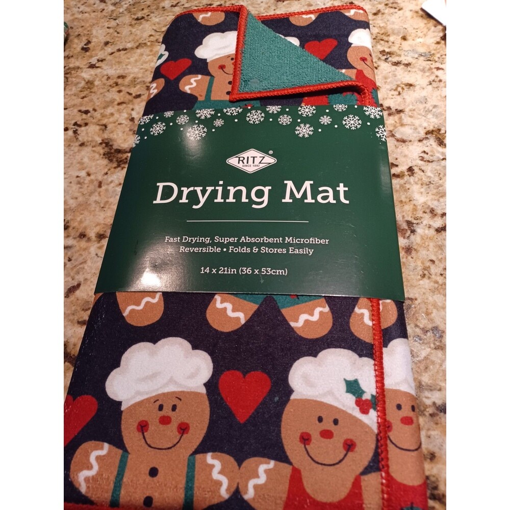 RITZ DECORATIVE DRYING MAT 14X21" REVERSIBLE MICROFIBER SUPER ABSORBENT NEW